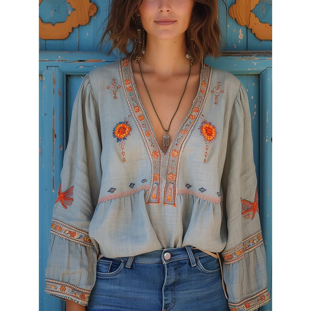 Keira | Women’s Bohemian Blouse with V-Neck