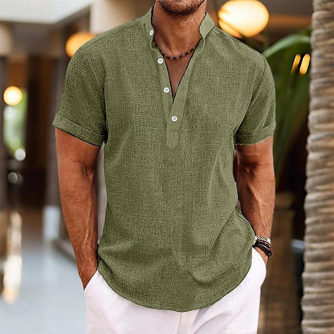 Jason | Men’s Short Sleeve Shirt with Band Collar