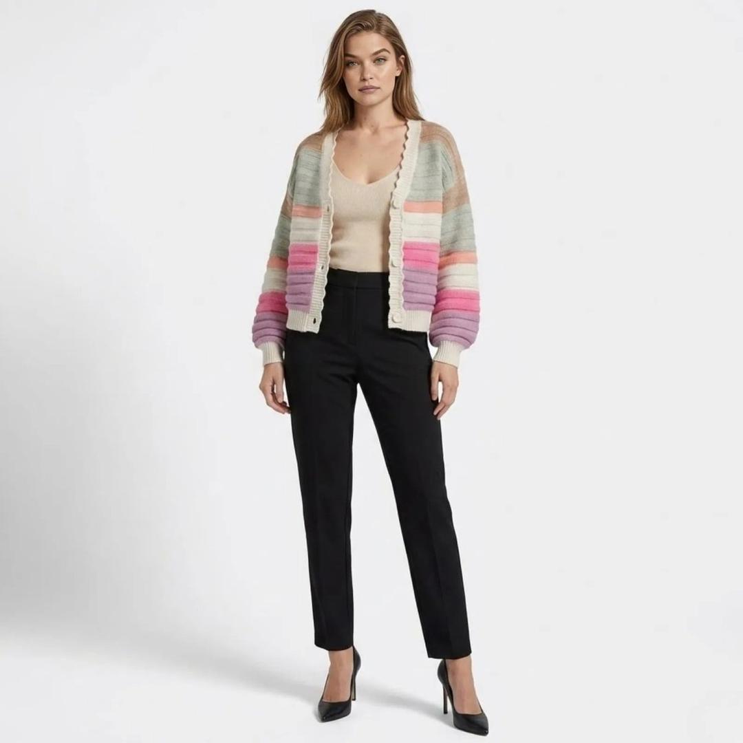 Chloe | Women’s Striped Knit Cardigan with Long Sleeves