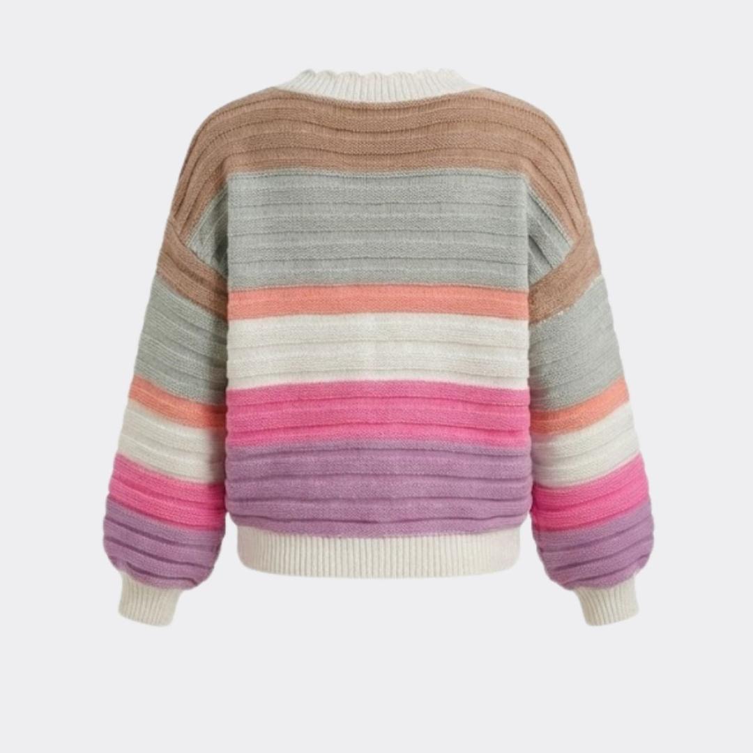 Chloe | Women’s Striped Knit Cardigan with Long Sleeves