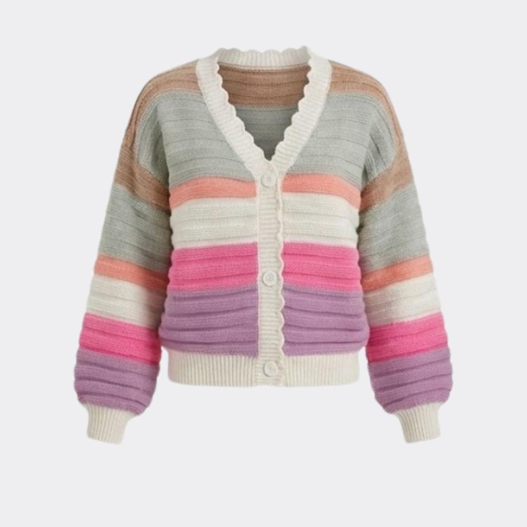 Chloe | Women’s Striped Knit Cardigan with Long Sleeves