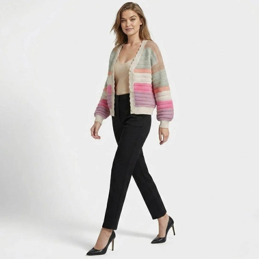 Chloe | Women’s Striped Knit Cardigan with Long Sleeves