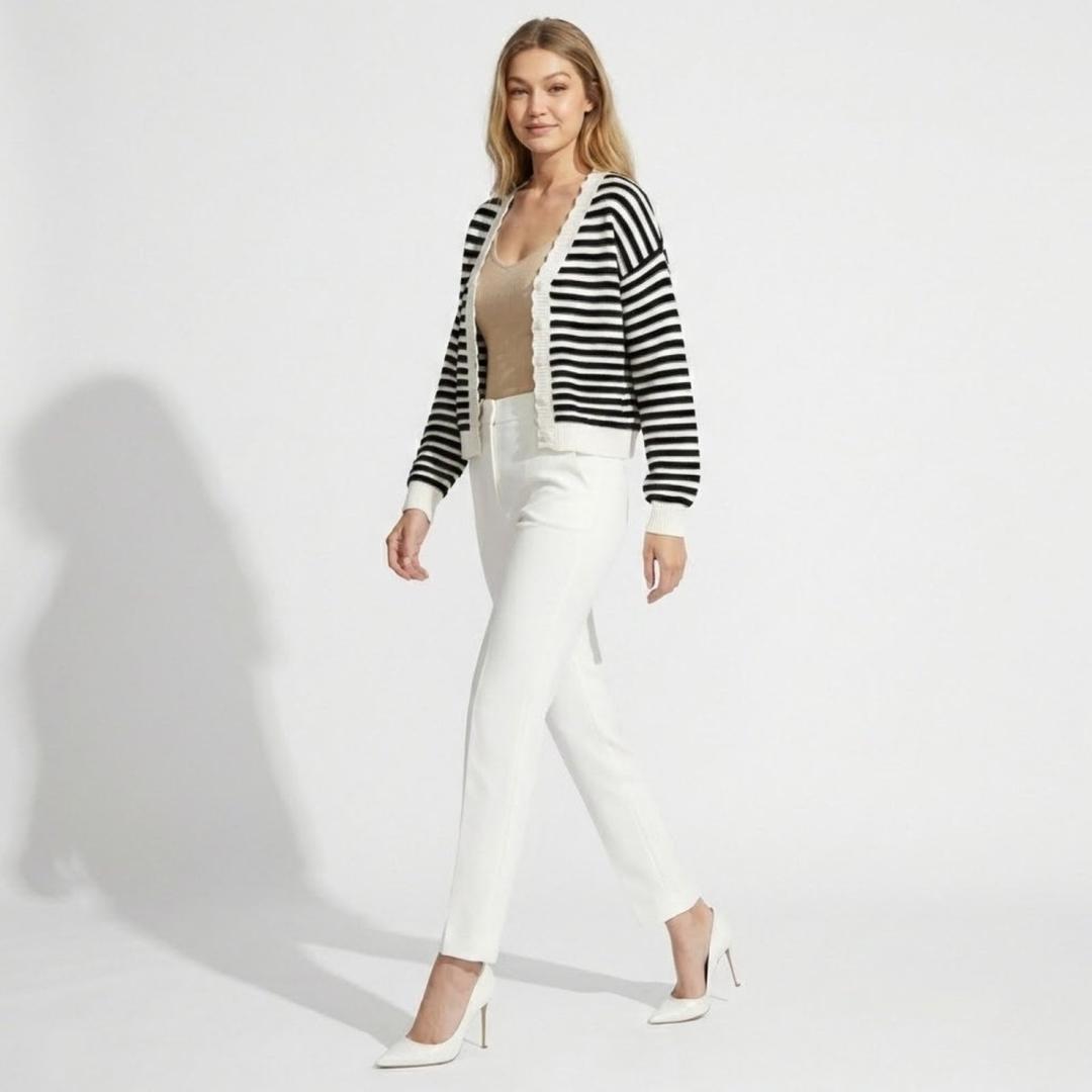 Chloe | Women’s Striped Knit Cardigan with Long Sleeves