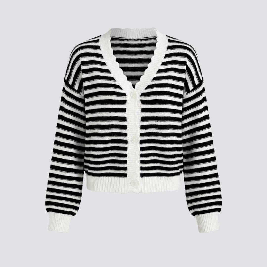 Chloe | Women’s Striped Knit Cardigan with Long Sleeves