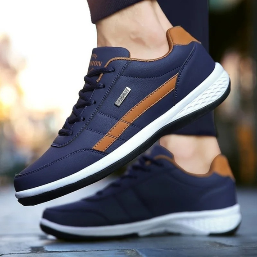Ryan | Men’s Leather Lace-Up Trainers with Contrast Stripe