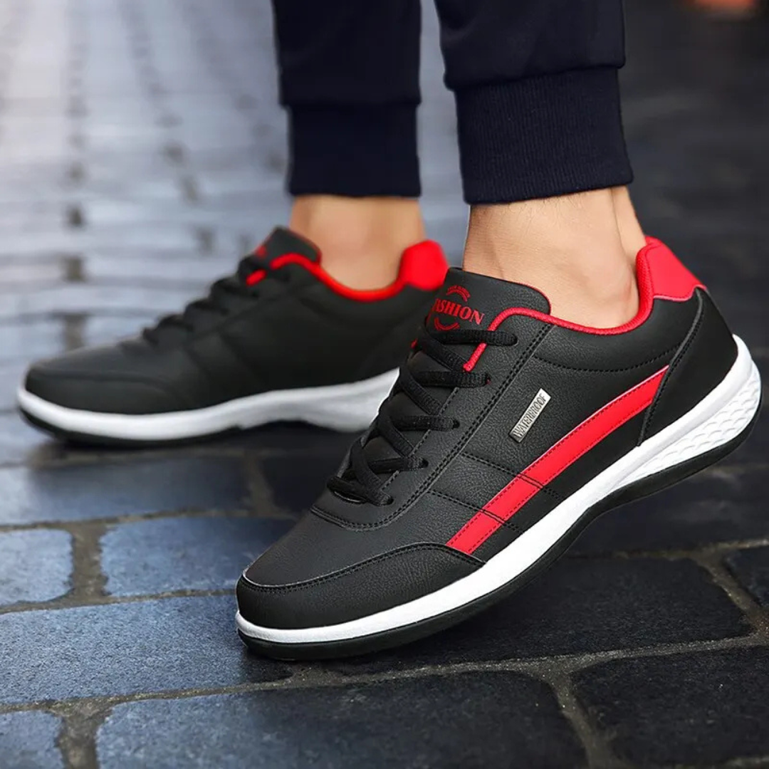 Ryan | Men’s Leather Lace-Up Trainers with Contrast Stripe