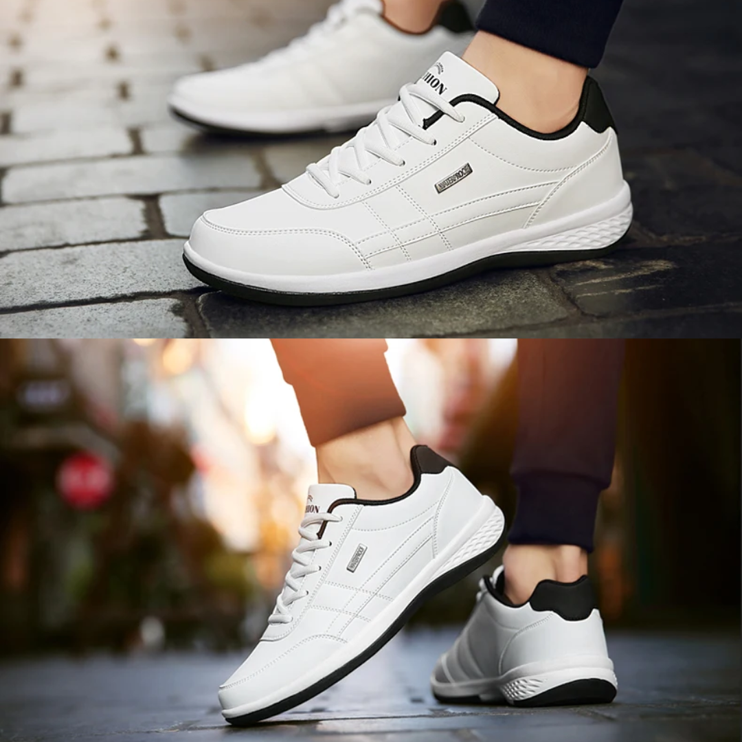 Ryan | Men’s Leather Lace-Up Trainers with Contrast Stripe