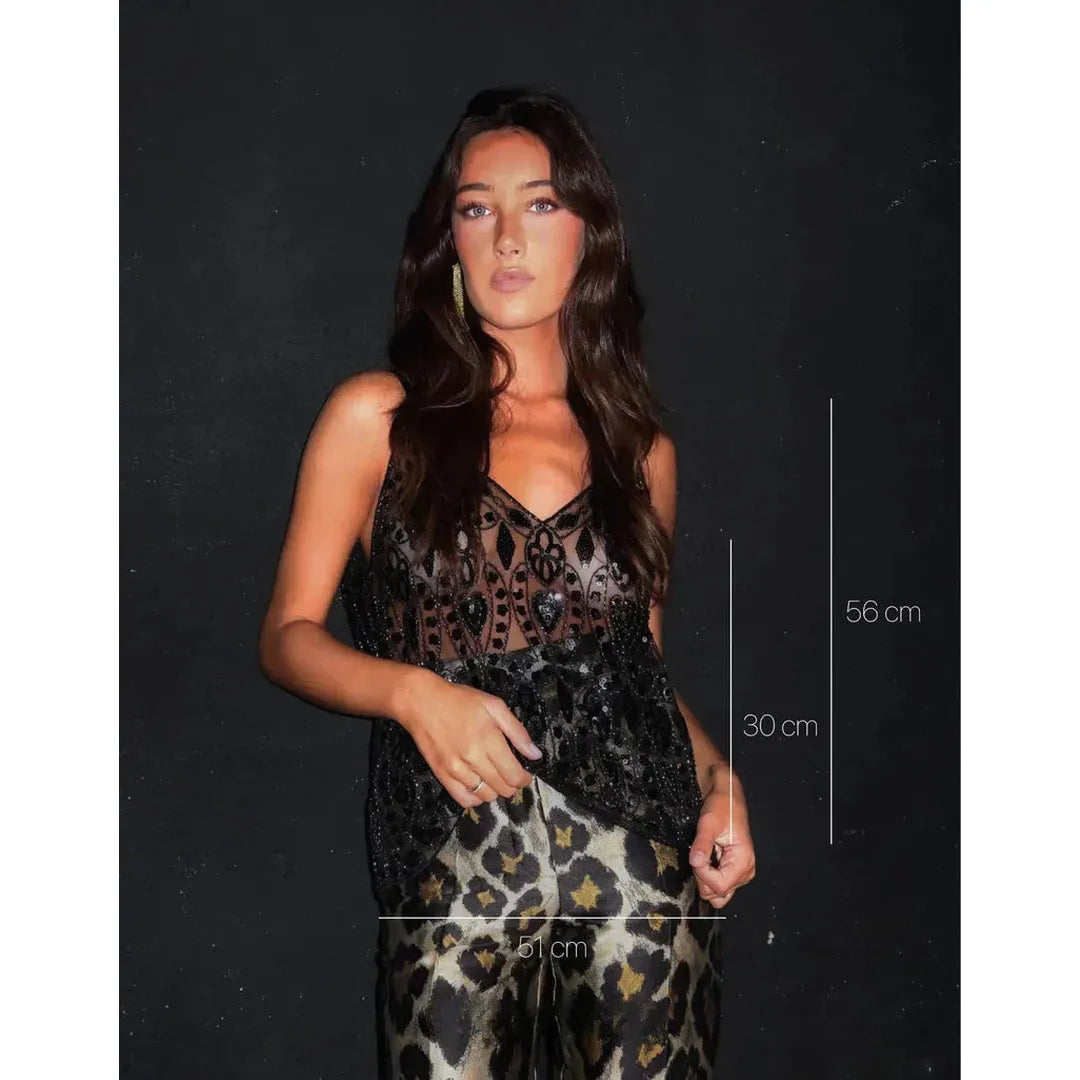 Sydney | Women’s Sleeveless V-Neck Top with Beaded Pattern