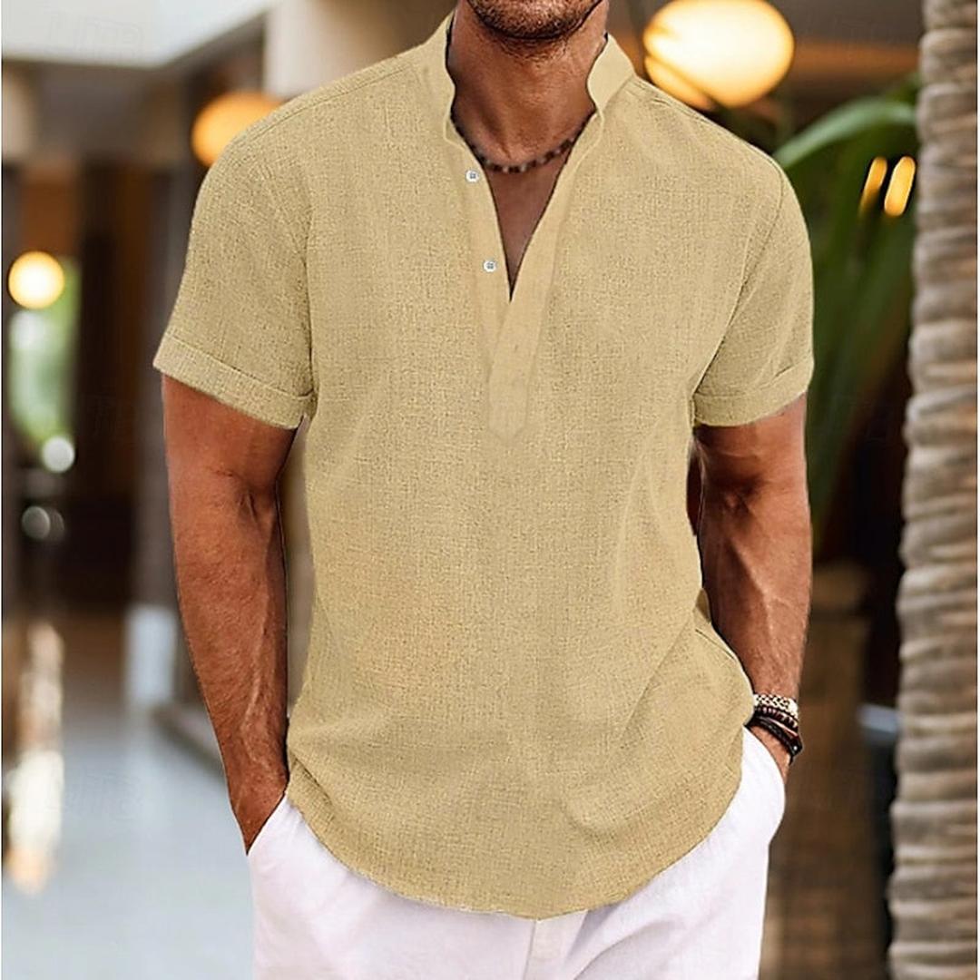 Jason | Men’s Short Sleeve Shirt with Band Collar