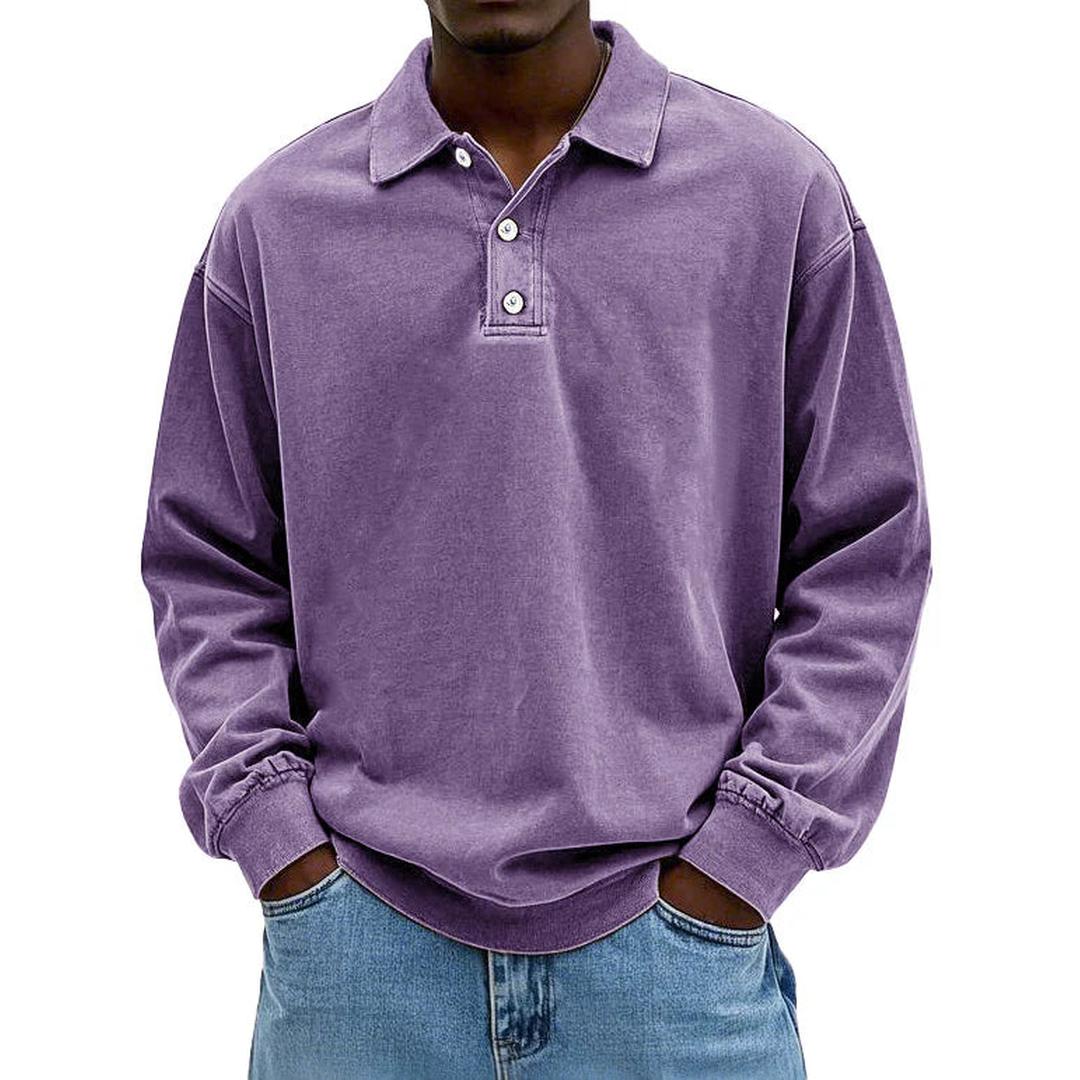 Jack | Men’s Long Sleeve Polo Shirt with Button Placket