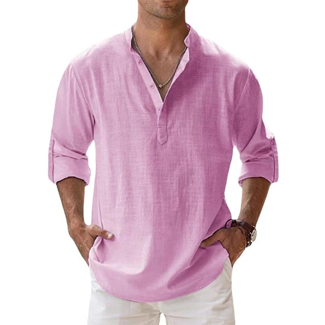 Oliver | Men’s Linen Henley Shirt with Button Placket