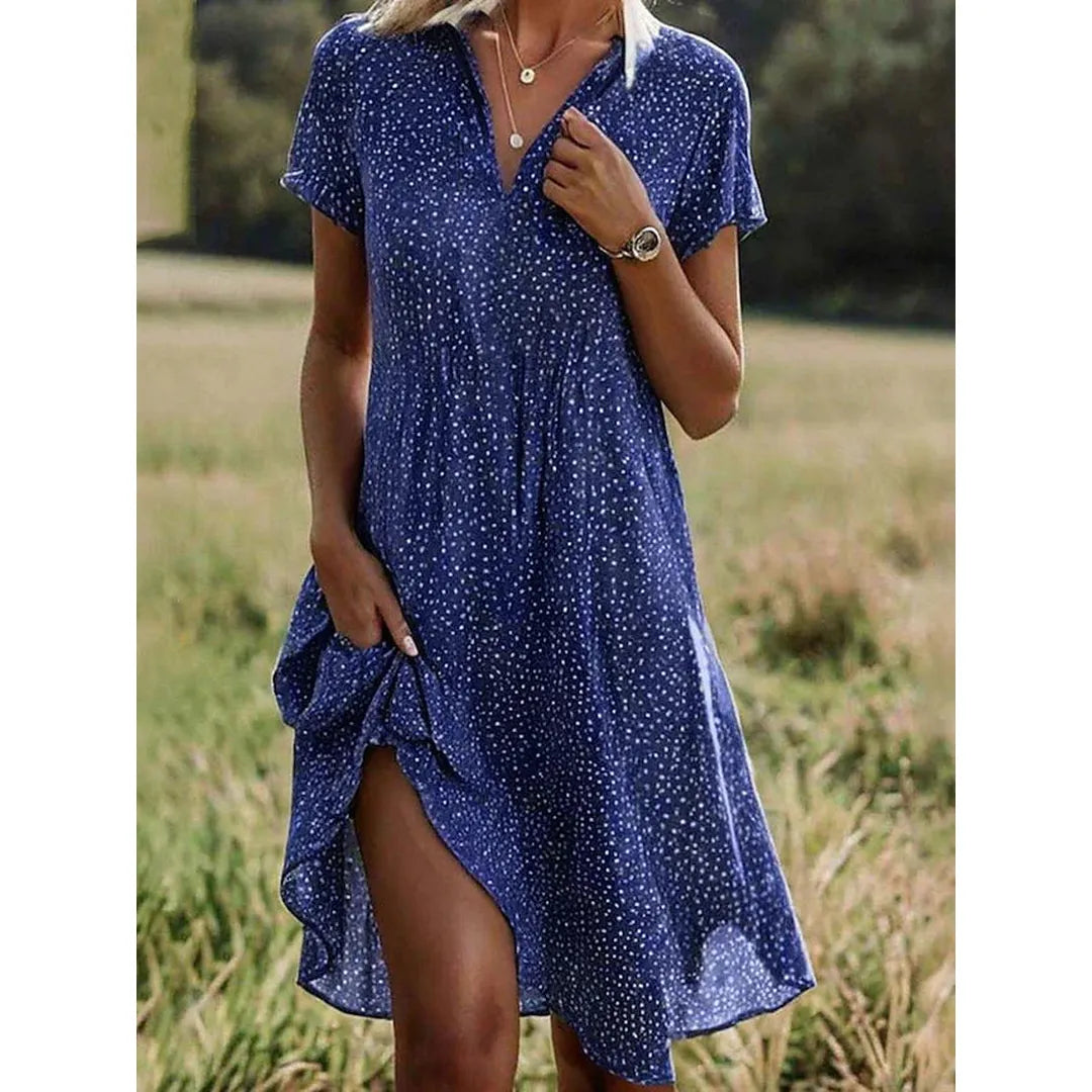 Hannah | Women’s Short Sleeve Button-Front Midi Shirt Dress