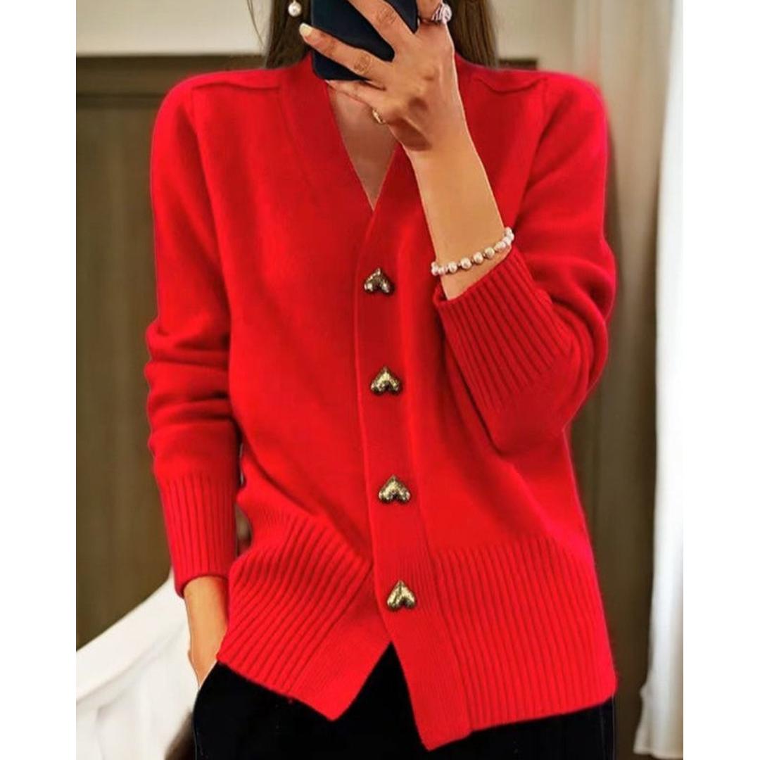 Grace | Women’s V-Neck Knit Cardigan with Button-Front