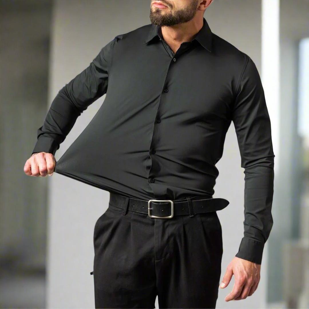 Leo | Men’s Stretch Shirt with Classic Collar and Button Cuffs