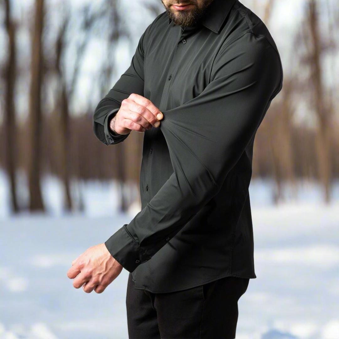 Leo | Men’s Stretch Shirt with Classic Collar and Button Cuffs