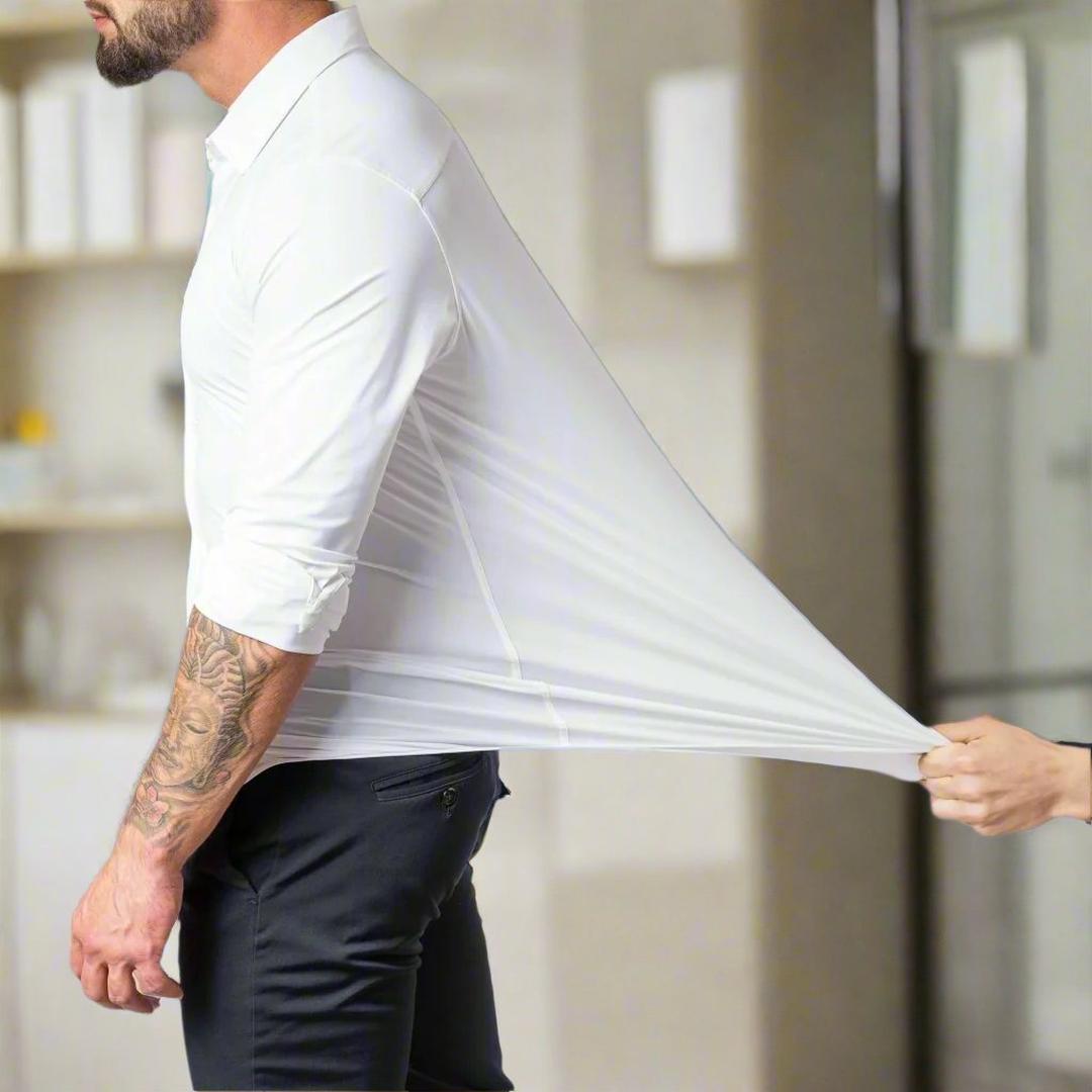 Leo | Men’s Stretch Shirt with Classic Collar and Button Cuffs