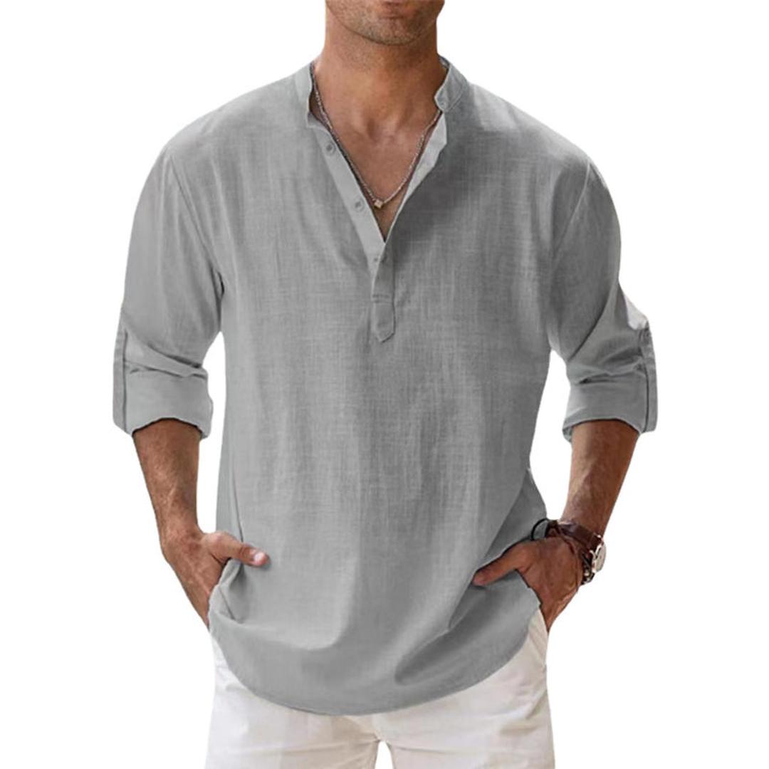 Oliver | Men’s Linen Henley Shirt with Button Placket