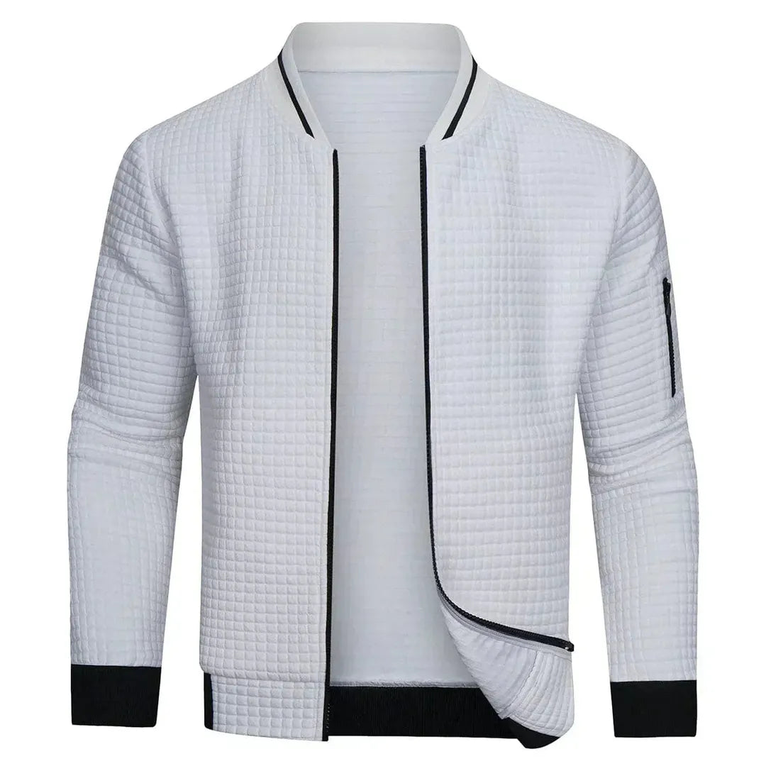 Caleb | Men’s Zip-Up Quilted Sweatshirt with Ribbed Collar