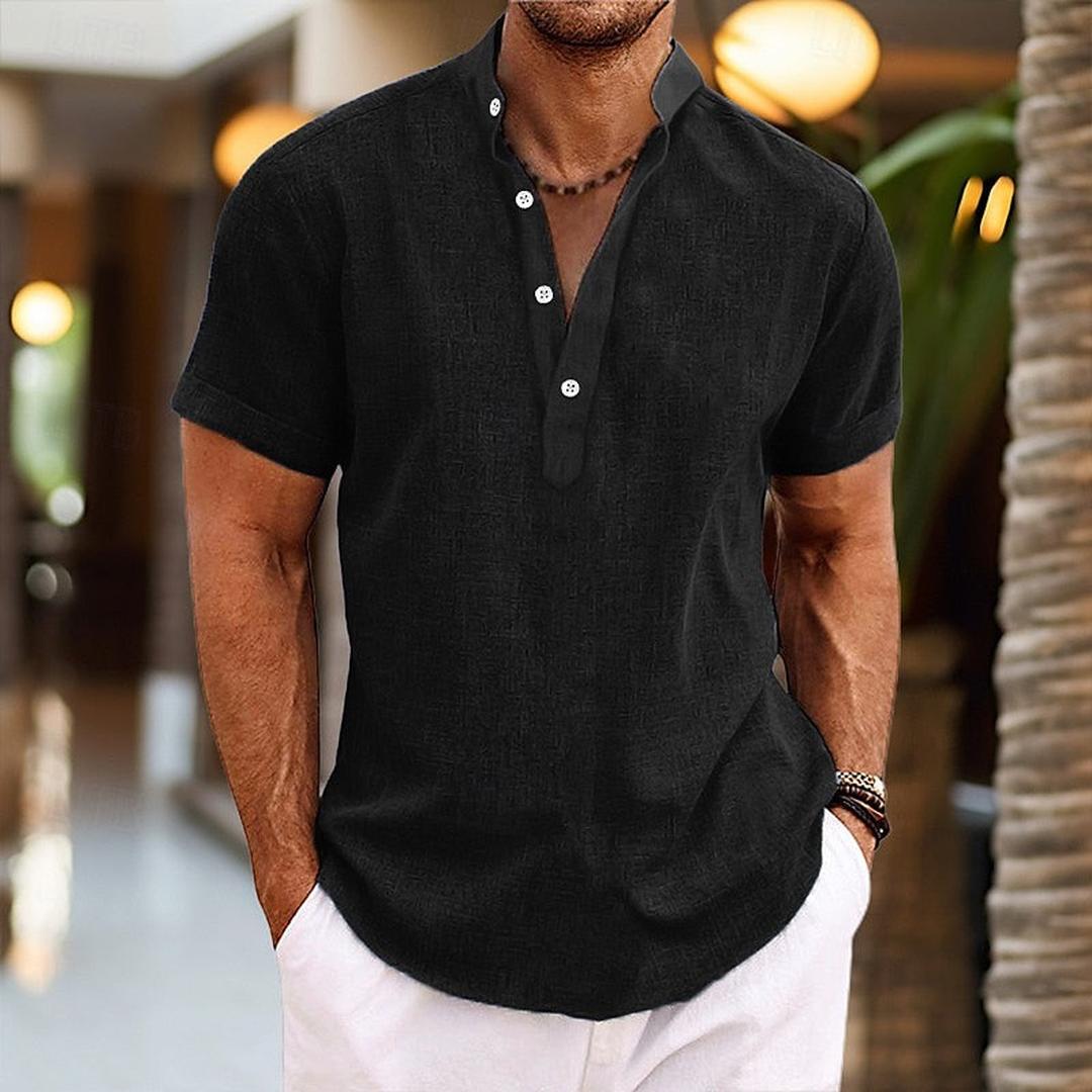 Jason | Men’s Short Sleeve Shirt with Band Collar